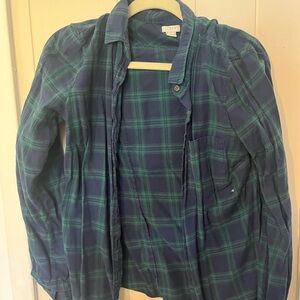 J. Crew Blue and Green Plaid Button Down Shirt